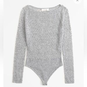 Gray Abercrombie & Fitch Merino Wool Blend Bodysuit